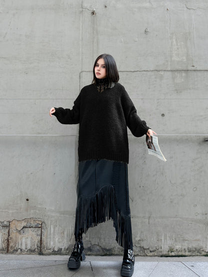 Vネックルーズニットセーター