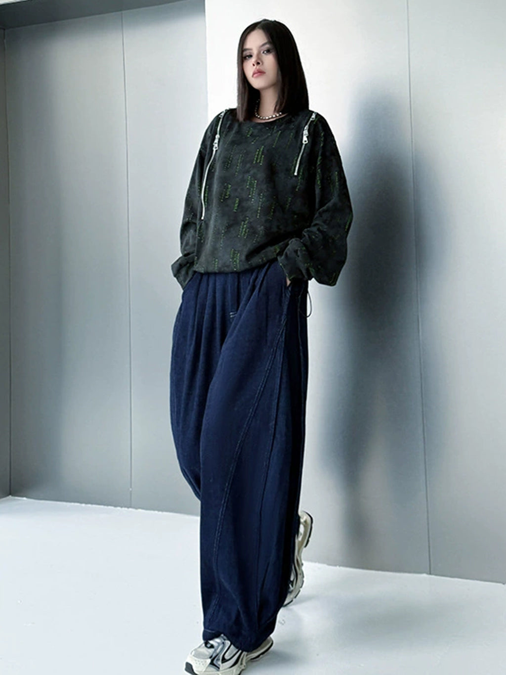 ウォッシュデニムワイドパンツ