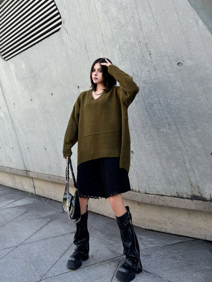 Vネックオーバーセーター