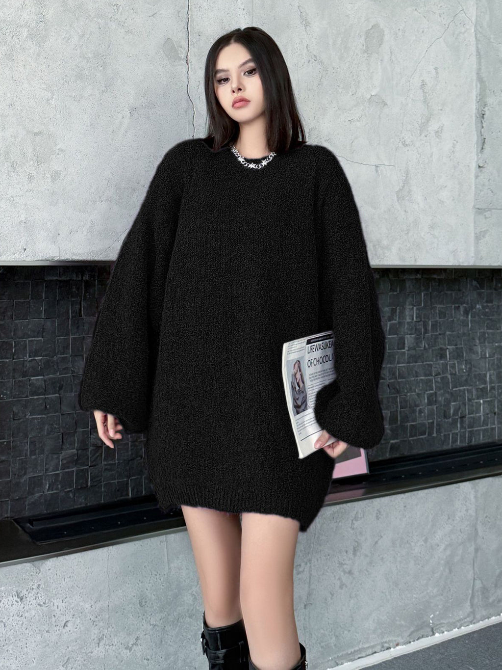 モヘアタッチボリュームスリーブトップス