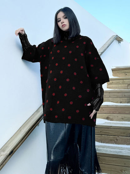 ドットフロッキーニットトップス