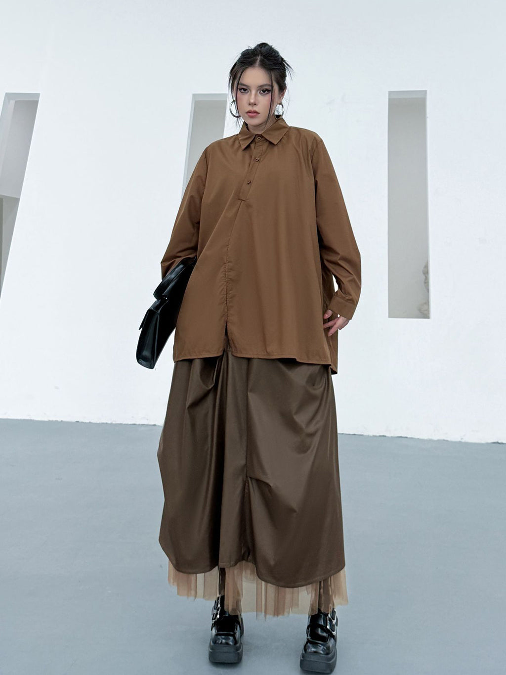 Scarf tie blouse and denim pants series 