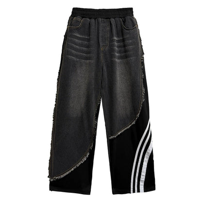 レイヤードデニムワイドパンツ