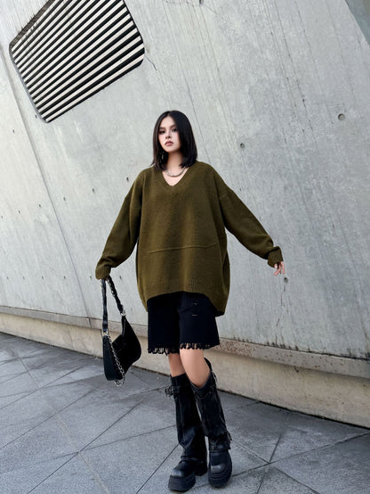 Vネックオーバーセーター