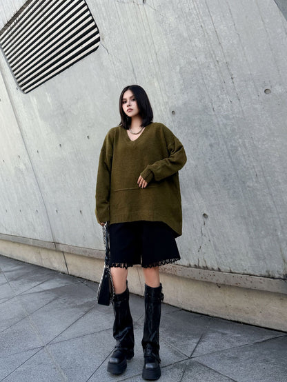 Vネックオーバーセーター