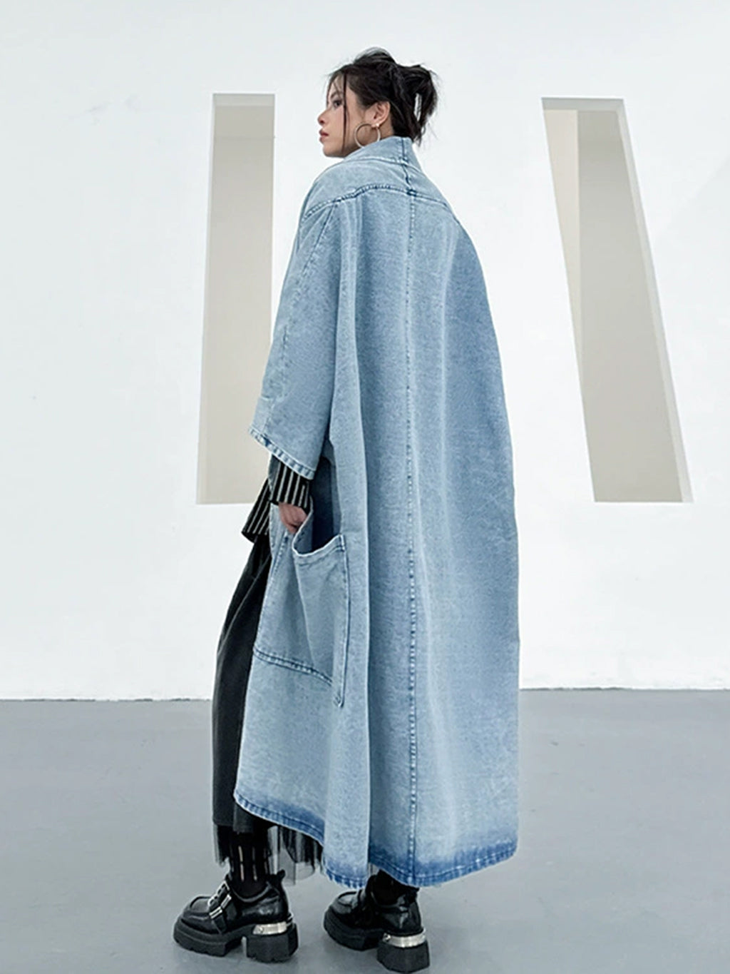 Scarf tie blouse and denim pants series 
