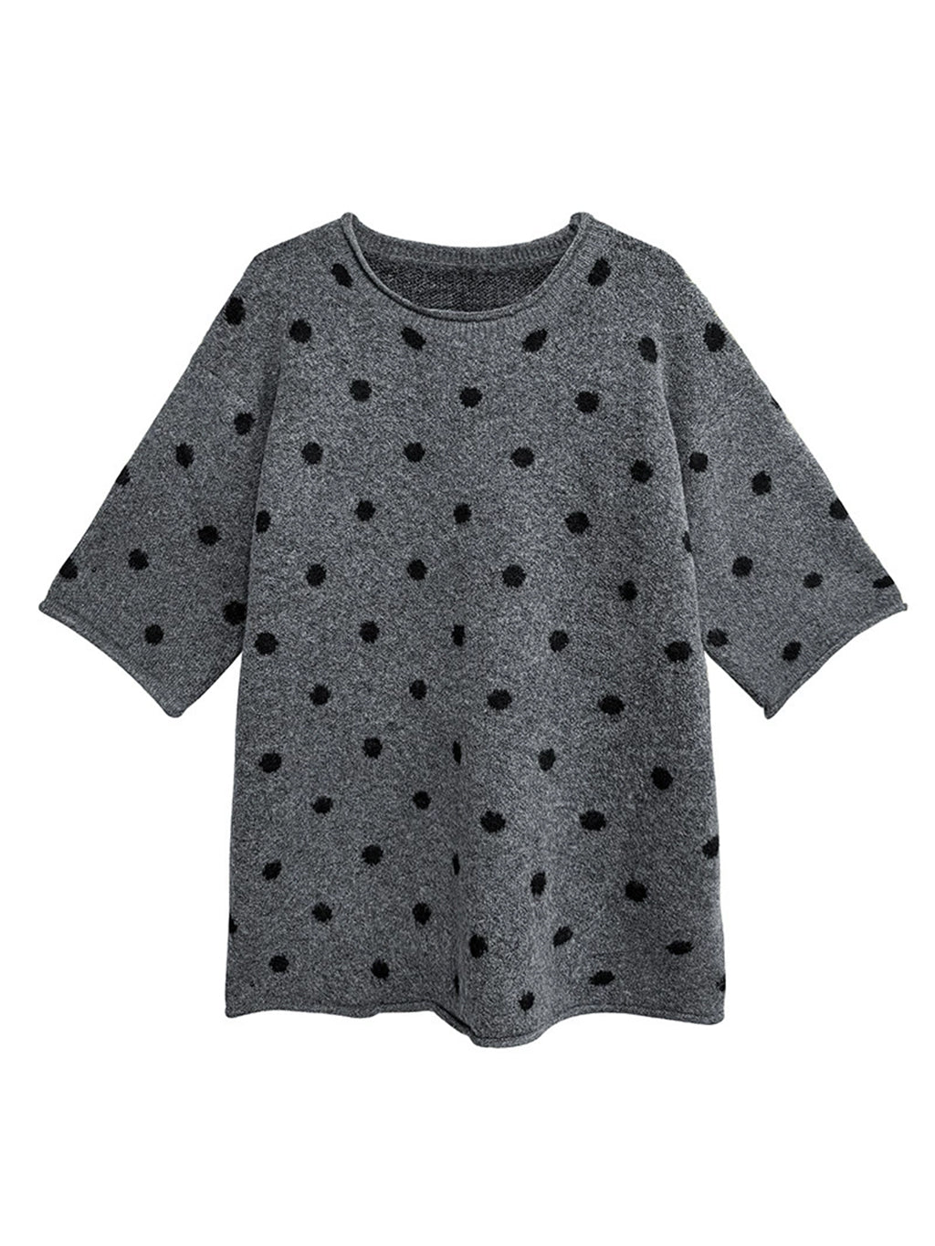 ドットフロッキーニットトップス