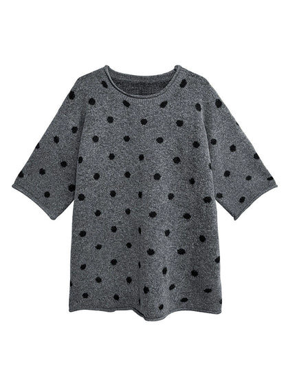 ドットフロッキーニットトップス