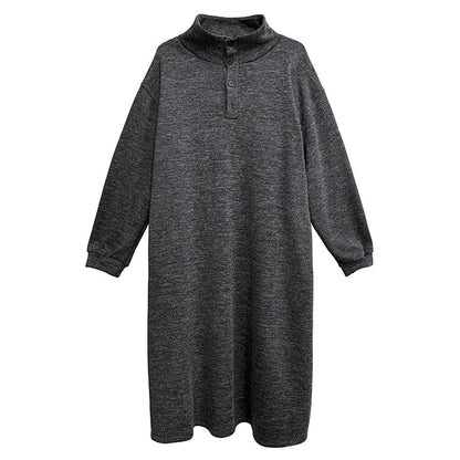 ハイネックボタンロングドレス