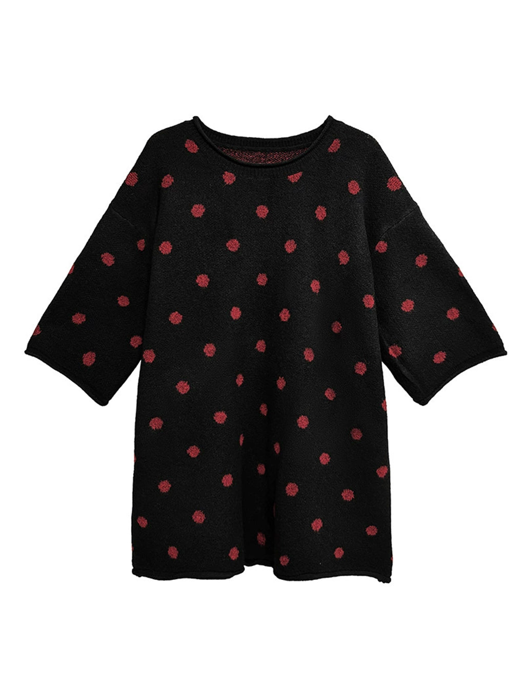 ドットフロッキーニットトップス