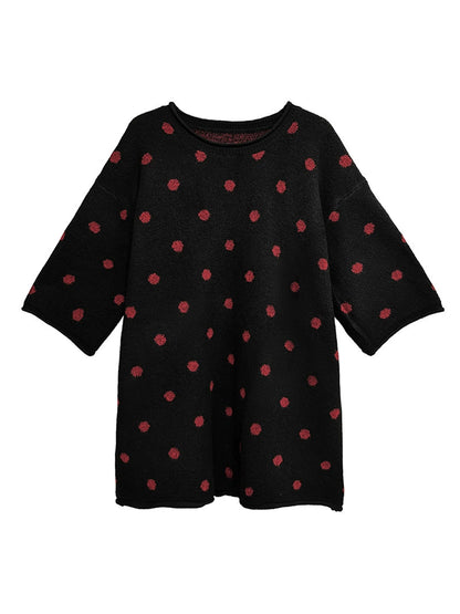 ドットフロッキーニットトップス