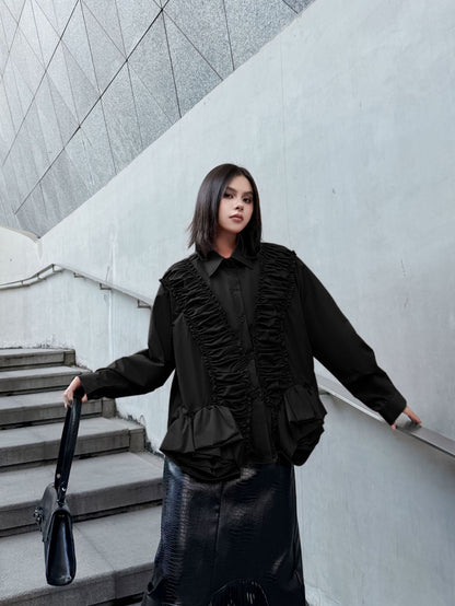 ラッフルペプラムブラウス