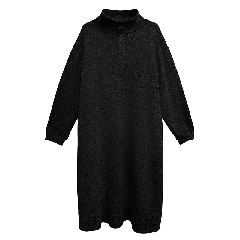 ハイネックボタンロングドレス