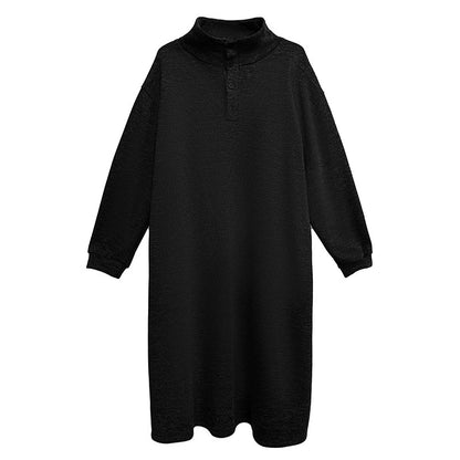 ハイネックボタンロングドレス