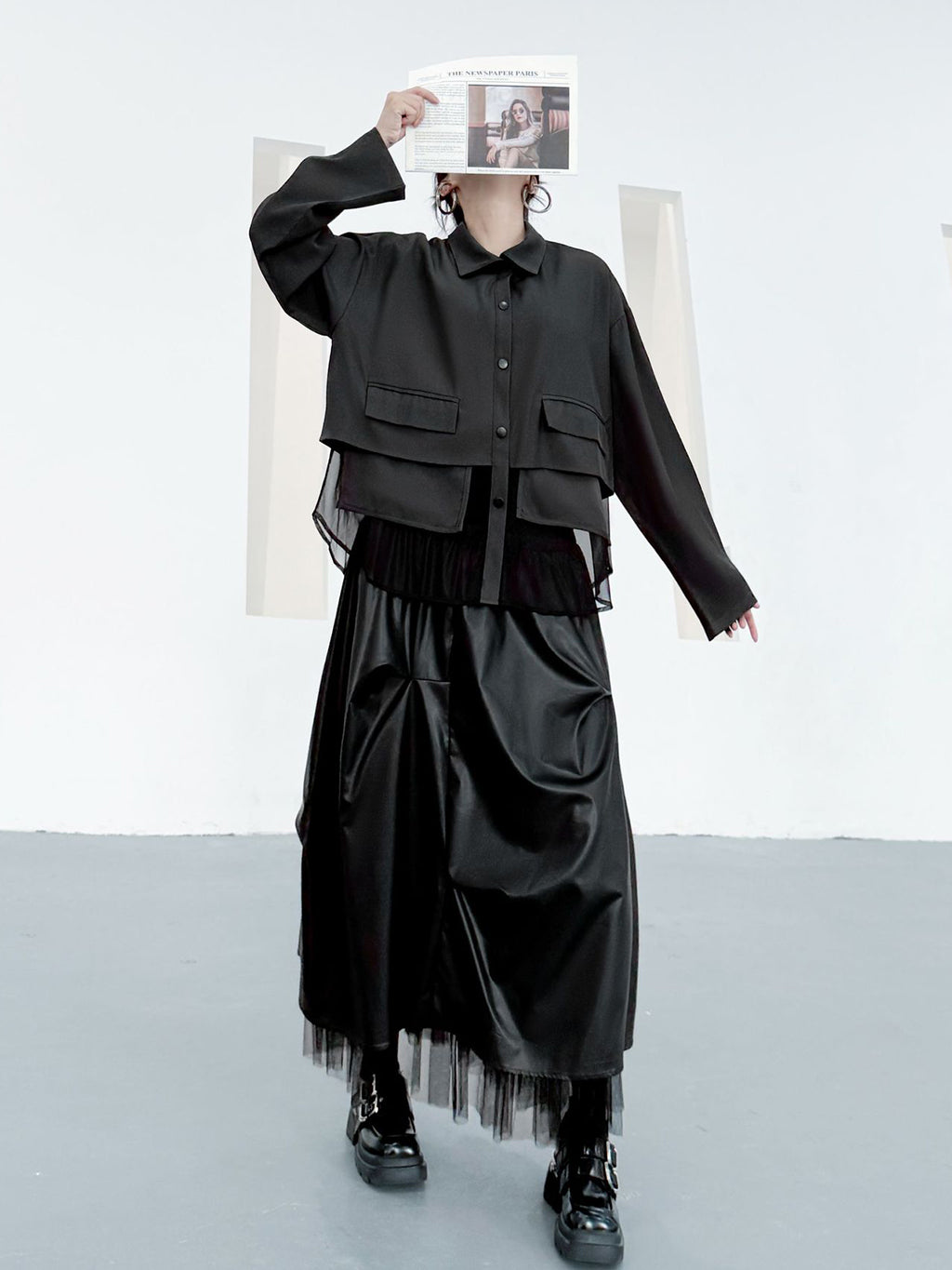 Scarf tie blouse and denim pants series 