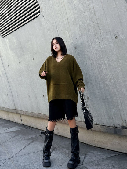 Vネックオーバーセーター