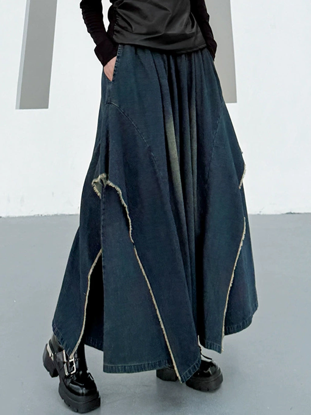 Scarf tie blouse and denim pants series 