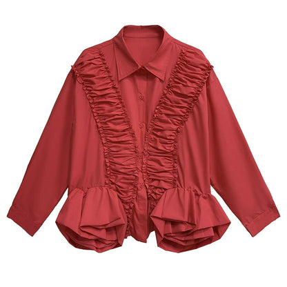 ラッフルペプラムブラウス