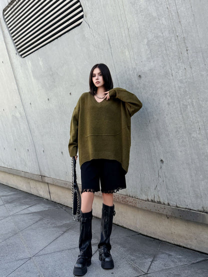 Vネックオーバーセーター