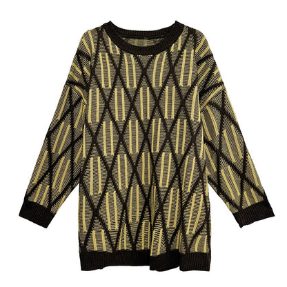 ジオメトリックニットプルオーバー