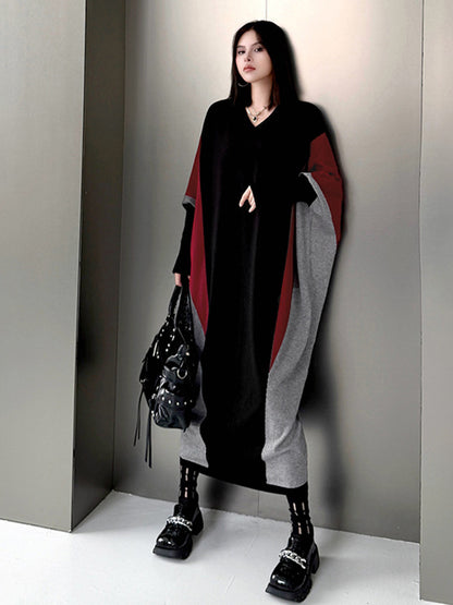 トライカラーニットドレス