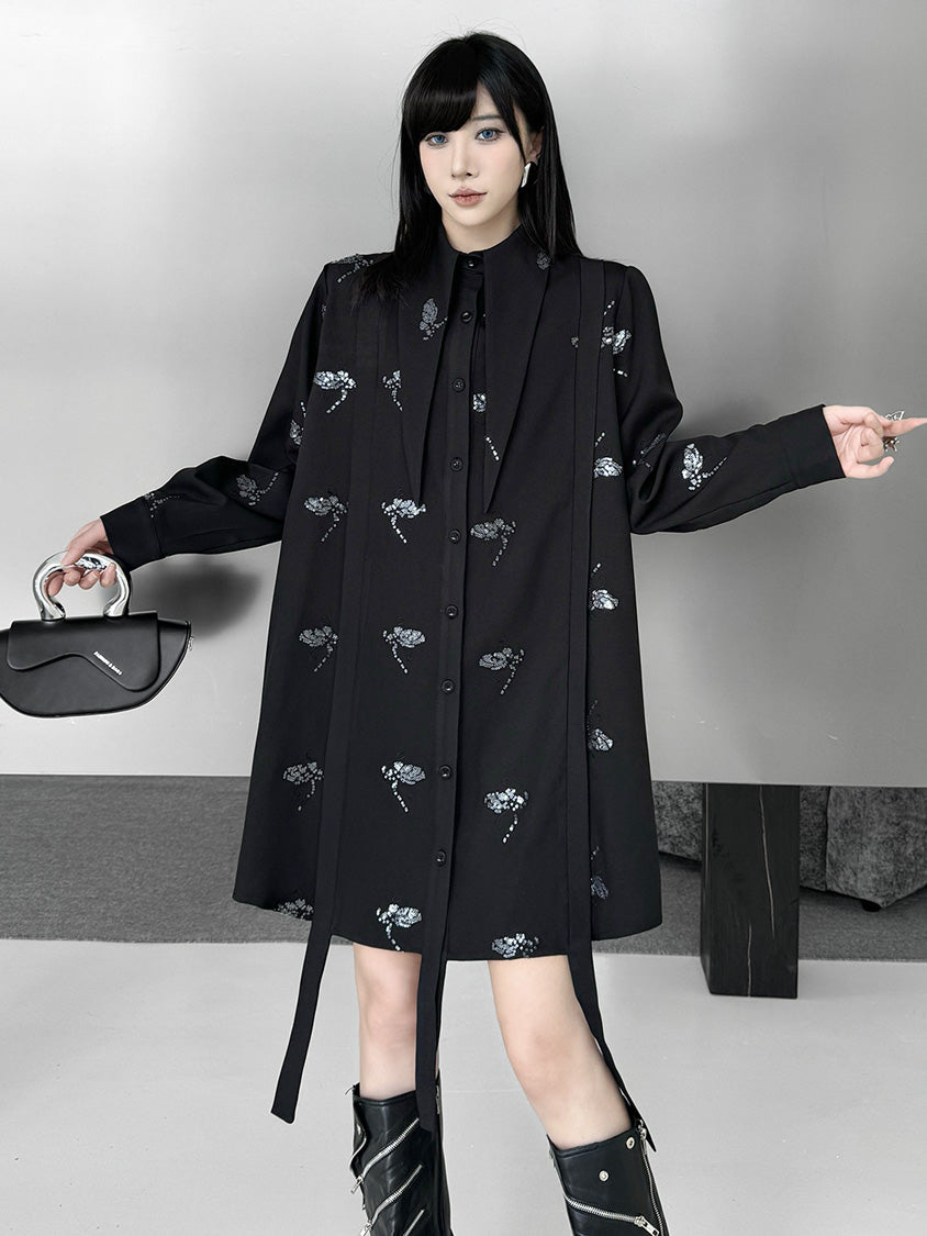 スパークルフローラルロングブラウス