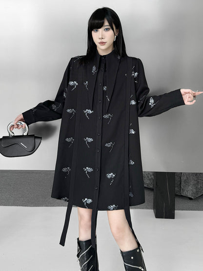 スパークルフローラルロングブラウス