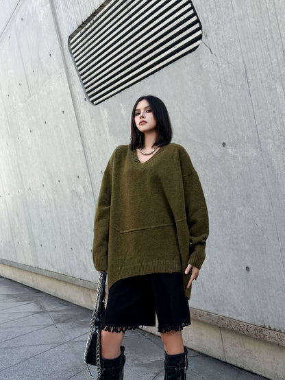 Vネックオーバーセーター