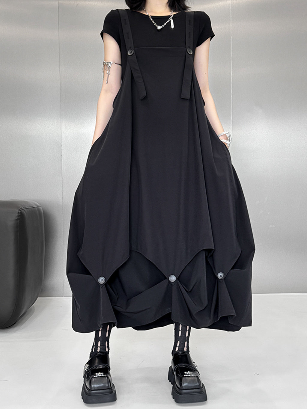 suspender drape dress