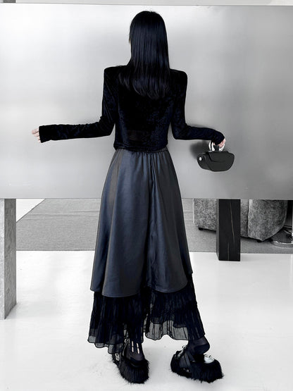 Mesh stitch top and skirt