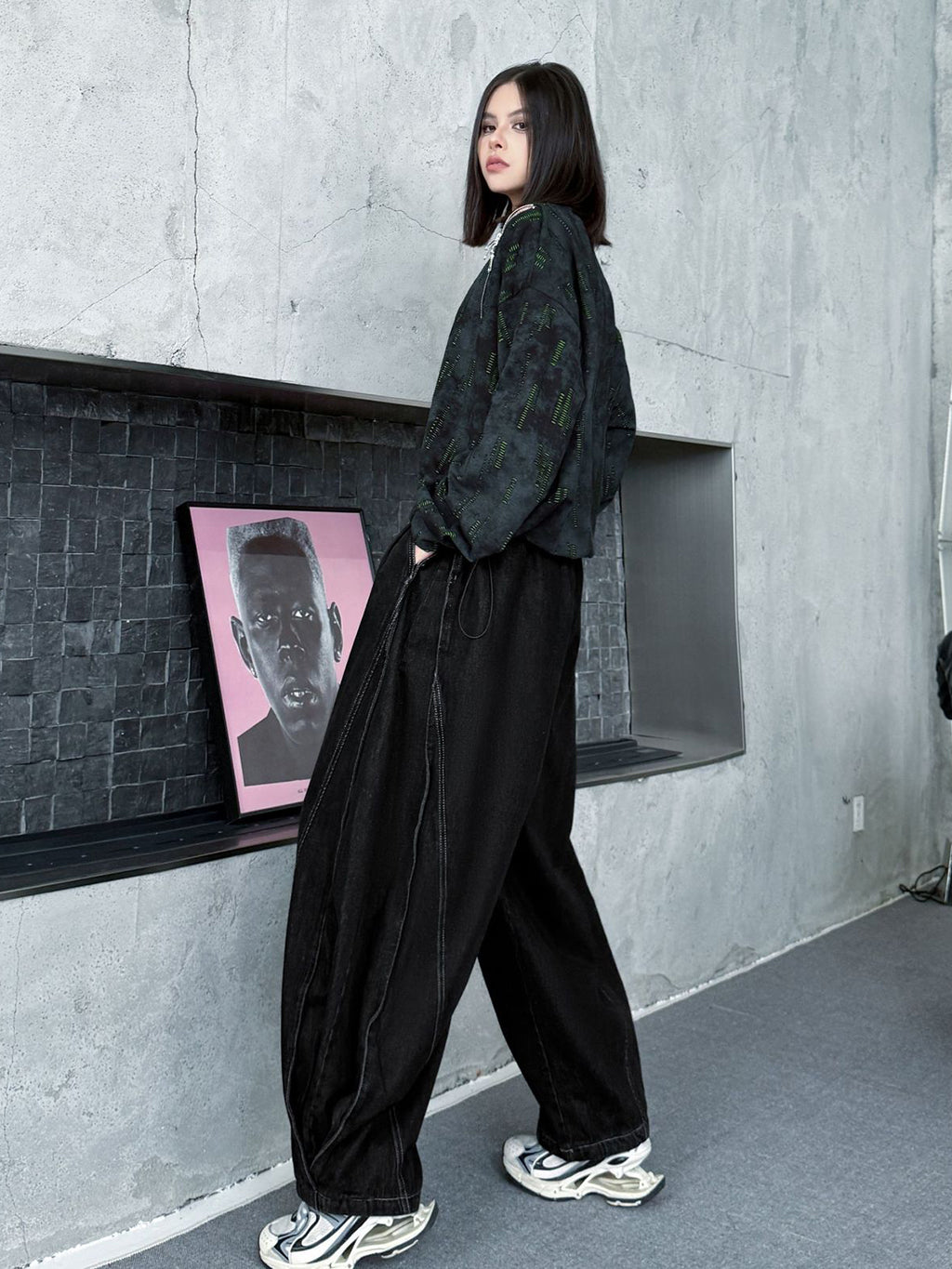 ウォッシュデニムワイドパンツ