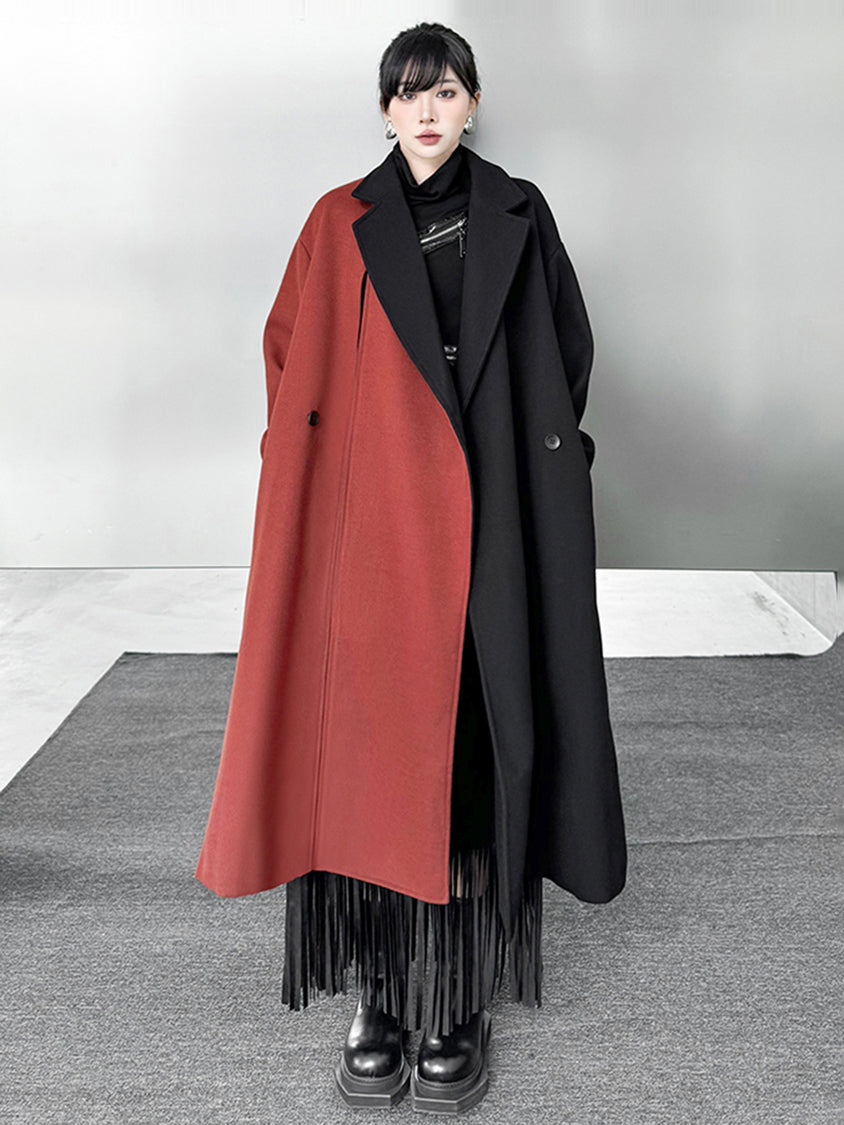 バイカラーロングコート