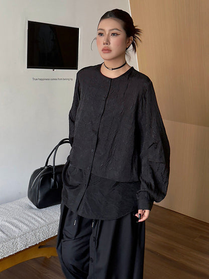 クラッシュシアーレイヤードブラウス