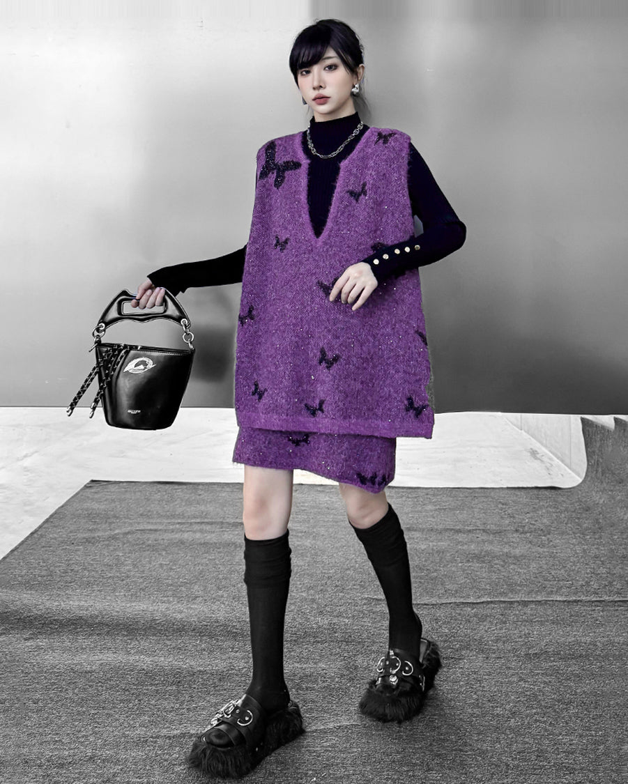 バタフライニットベスト＆スカート