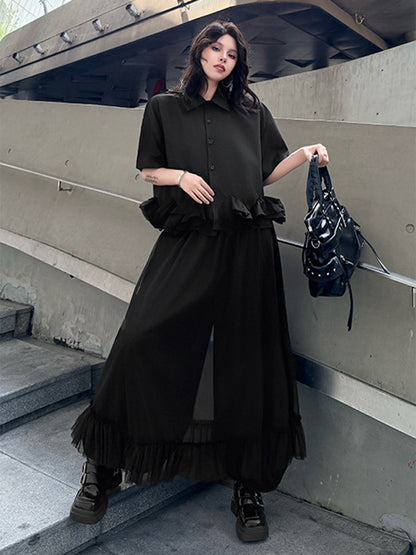 Mesh stitch top and skirt
