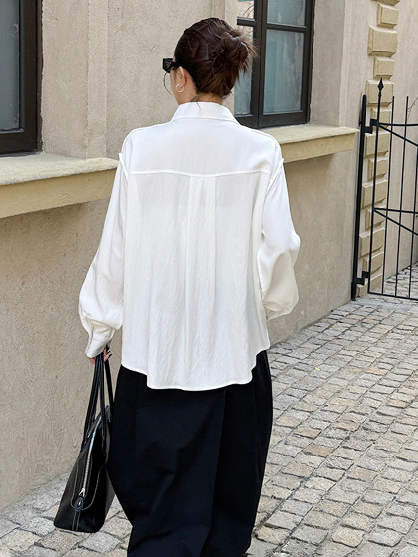 リネンブレンドギャザーブラウス