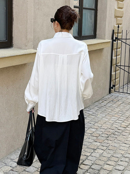 リネンブレンドギャザーブラウス