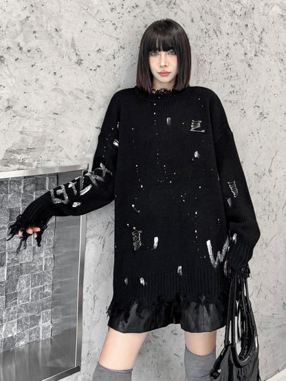 スプラッシュダメージニットトップス