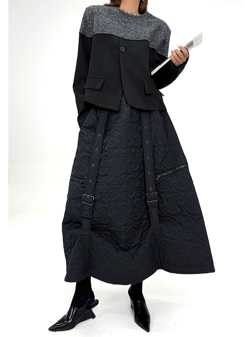 グラデーションテクスチャトップス＆キルティングロングスカートシリーズ