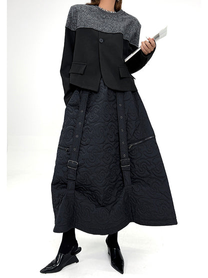 グラデーションテクスチャトップス＆キルティングロングスカートシリーズ