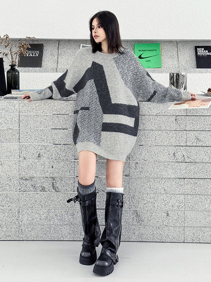 ジオメトリックニットトップ