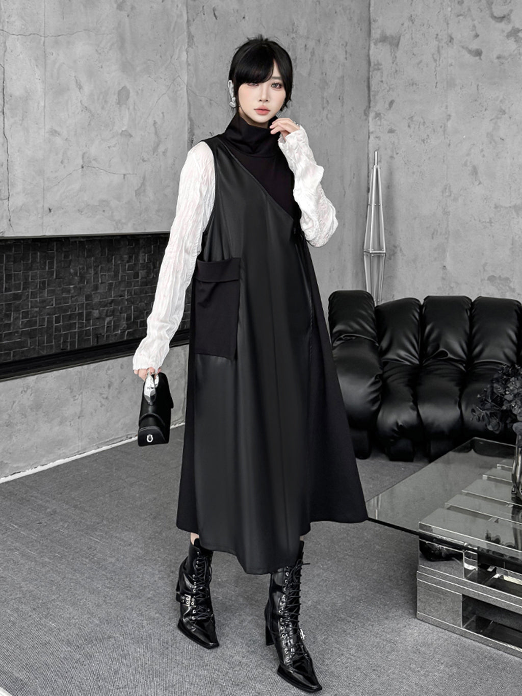 Scarf tie blouse and denim pants series 