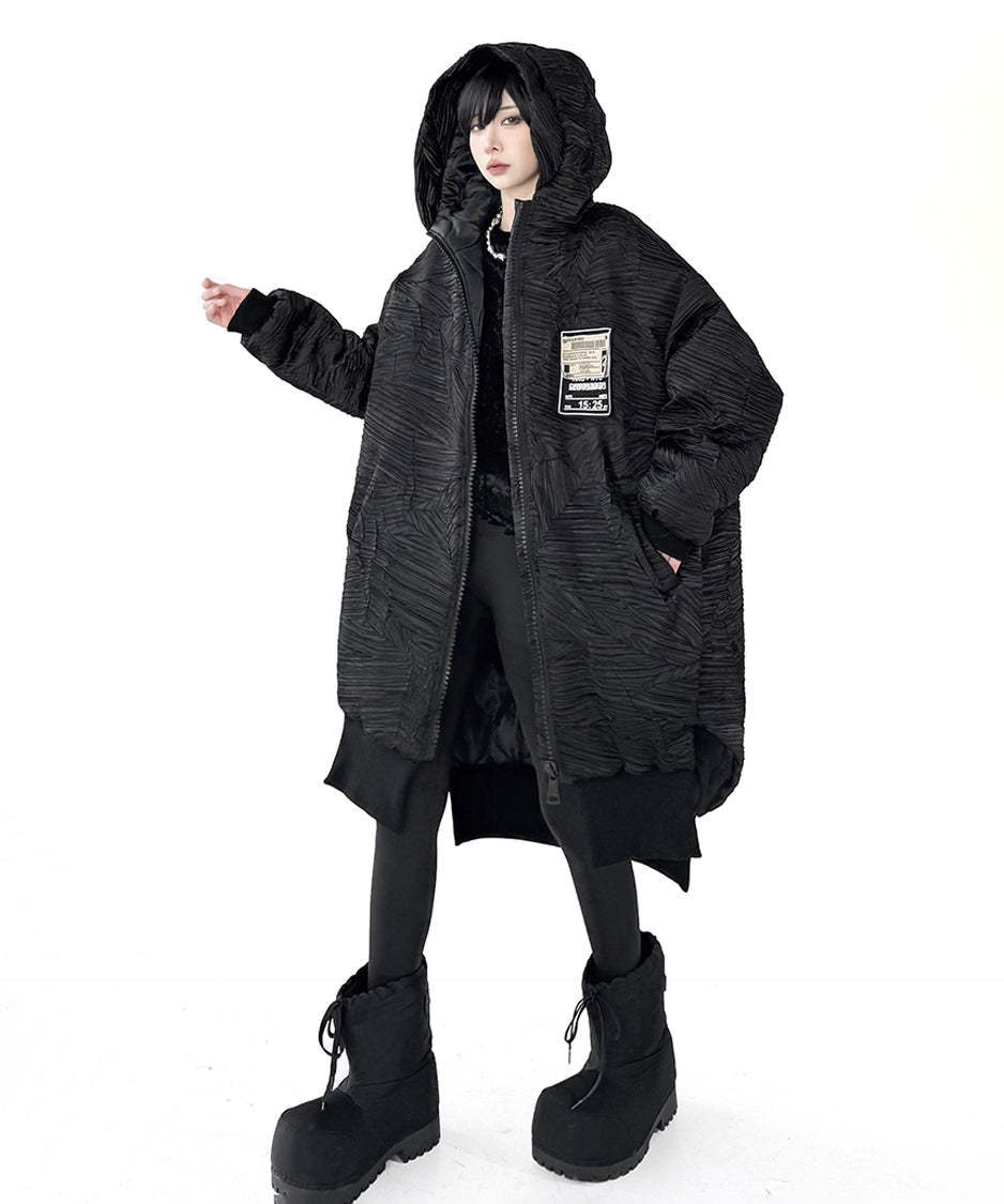 テクスチャーフーデッドブルゾン