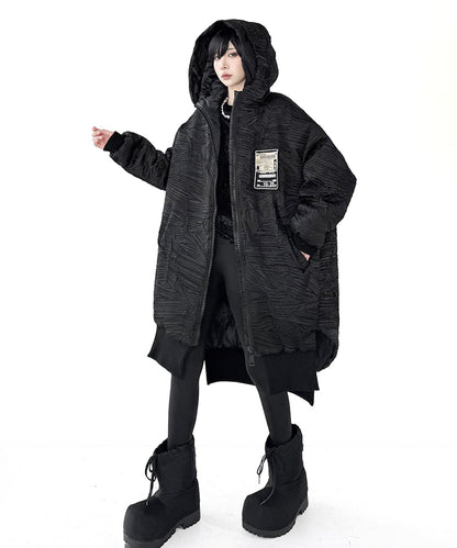 テクスチャーフーデッドブルゾン