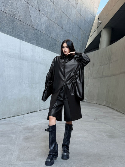 ギャザースリーブシャツブラウス