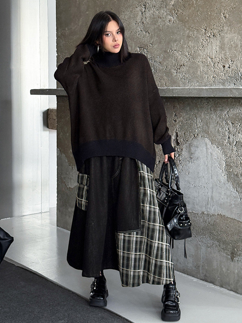 ダブルネックルーズトップス