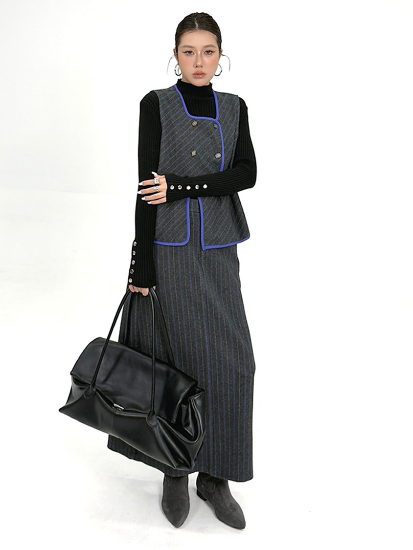 ストライプベストトップ＆ロングスカート