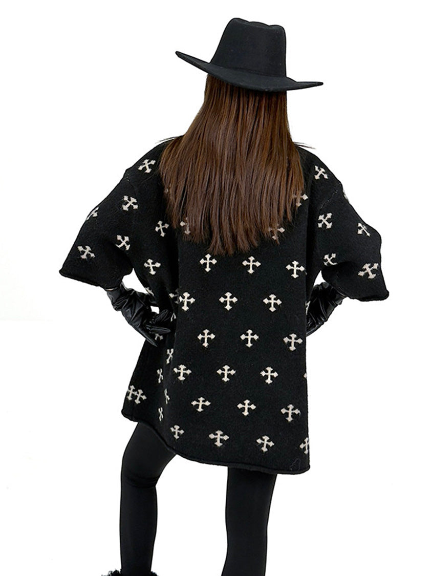 クロスパターンニットトップ