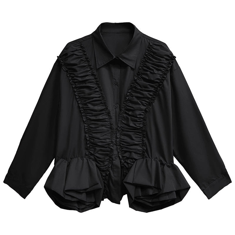 ラッフルペプラムブラウス