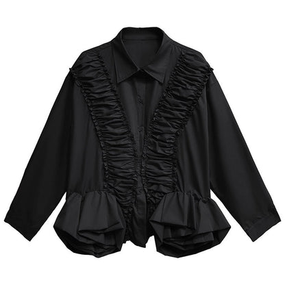 ラッフルペプラムブラウス